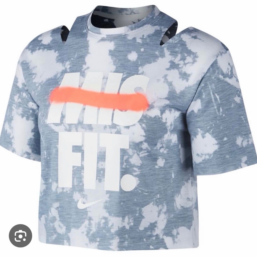 Nike Icon Clash  Gray and White Tie-Dye MISFIT Crop Top T-Shirt BV5116-010